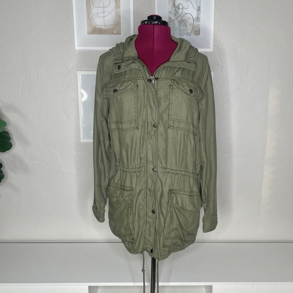 Abercrombie & Fitch Utility Jacket Women's M Olive‎ Green Hooded Lyocell Parka